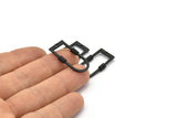 D Shape Charm, 2 Hammered Oxidized Black Brass D Shape Charms With 1 Hole (29x15x1.3mm) BS 1874