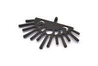 Ay Evreleri Tılsımı, 1 Döngülü 2 Çekiçlenmiş Oksitlenmiş Siyah Pirinç Ay Tılsımı (38x26x1,2 mm) N1477 H1334