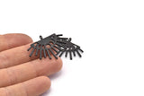 Ay Evreleri Tılsımı, 1 Döngülü 2 Çekiçlenmiş Oksitlenmiş Siyah Pirinç Ay Tılsımı (38x26x1,2 mm) N1477 H1334
