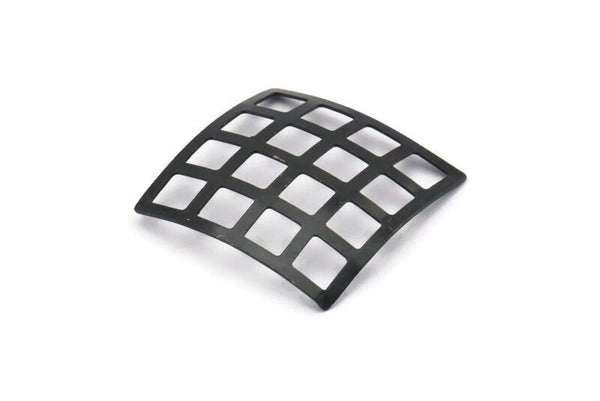 Siyah Kareler Charm, 6 Oksitlenmiş Siyah Pirinç Kare (23 mm) Bs 1280