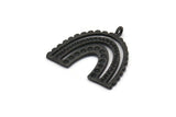 Black Charm, 2 Oxidized Black Brass, Black Pendants, Charm Pendants, Black U Shape Charms With 1 Loop (24x22x1.2mm) N1471 H1335