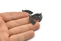 Black Charm, 2 Oxidized Black Brass, Black Pendants, Charm Pendants, Black U Shape Charms With 1 Loop (24x22x1.2mm) N1471 H1335