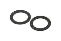 Siyah Yüzük Tılsımı, 9 Delikli 2 Çekiçlenmiş Oksitlenmiş Siyah Pirinç Yuvarlak Tılsım, Kolye Uçları, Bulgular (35x5x1mm) N0371