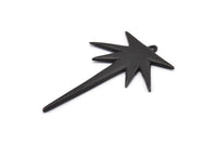 Black Boom Charm, 2 Oxidized Black Brass Boom Charms With 1 Loop (48x32x1.5mm) N1144 H1180