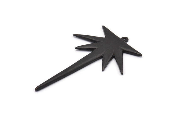 Black Boom Charm, 2 Oxidized Black Brass Boom Charms With 1 Loop (48x32x1.5mm) N1144 H1180