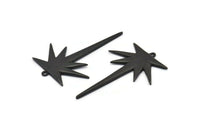 Black Boom Charm, 2 Oxidized Black Brass Boom Charms With 1 Loop (48x32x1.5mm) N1144 H1180