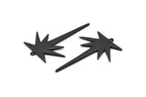 Black Boom Charm, 2 Oxidized Black Brass Boom Charms With 1 Loop (48x32x1.5mm) N1144 H1180