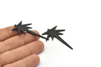 Black Boom Charm, 2 Oxidized Black Brass Boom Charms With 1 Loop (48x32x1.5mm) N1144 H1180