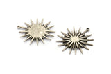 Silver Sun Charm, 2 Antique Silver Plated Brass, Brass Sun, Charm Pendant, Brass Pendant, Brass Charm With 1 Loop (32x30mm) N1518 H0876