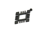 Black Charm, 4 Oxidized Black Brass Carpet Pattern Charm Pendant With 1 Loop (29x20x1.2mm) N1494 H1382