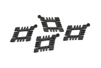 Black Charm, 4 Oxidized Black Brass Carpet Pattern Charm Pendant With 1 Loop (29x20x1.2mm) N1494 H1382
