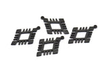 Black Charm, 4 Oxidized Black Brass Carpet Pattern Charm Pendant With 1 Loop (29x20x1.2mm) N1494 H1382