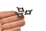 Black Charm, 4 Oxidized Black Brass Carpet Pattern Charm Pendant With 1 Loop (29x20x1.2mm) N1494 H1382
