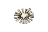 Silver Sun Charm, 2 Antique Silver Plated Brass Sun Charms With 1 Loop, Findings (30x28x2mm) N1530 H1591