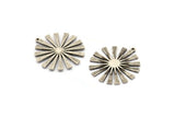 Silver Sun Charm, 2 Antique Silver Plated Brass Sun Charms With 1 Loop, Findings (30x28x2mm) N1530 H1591