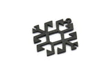 Black Charm, 4 Oxidized Black Brass - Carpet Pattern - Charm Pendant -  Black Rug Pattern Charms With 1 Loop (30x29x1.2mm) N1493