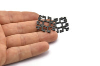 Black Charm, 4 Oxidized Black Brass - Carpet Pattern - Charm Pendant -  Black Rug Pattern Charms With 1 Loop (30x29x1.2mm) N1493
