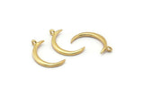 Gold Moon Charm, 6 Gold Plated Brass Crescent Moon With 1 Loop, Earrings (22x2x1.5mm) N1491