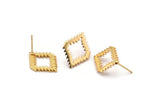 Earring Studs, 2 Gold Plated Brass -  Gold Diamond Earrings - Gold Earrings - Earrings (22x16x1.5mm) N1541
