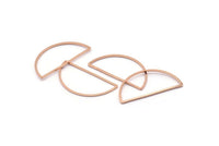 Rose Gold Half Moon, 8 Brass Rose Gold Plated Semi Circle Connectors (15x30x0.80mm) D1280 Q0900