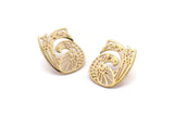 Gold Bird Earring, 2 Gold Plated Brass Bird Stud Earrings (22x17x1.2mm) N1510