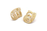 Gold Bird Earring, 2 Gold Plated Brass Bird Stud Earrings (22x17x1.2mm) N1510