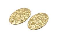 Altın Oval Charm, 1 Delikli 4 Çekiçlenmiş Altın Kaplama Pirinç Oval Charm, Kolye Uçları, Küpeler, Bulgular (26x17x0,50 mm) D1229 Q0921