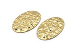 Altın Oval Charm, 1 Delikli 4 Çekiçlenmiş Altın Kaplama Pirinç Oval Charm, Kolye Uçları, Küpeler, Bulgular (26x17x0,50 mm) D1229 Q0921
