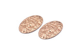 Rose Gold Oval Charm, 4 Hammered Rose Gold Plated Brass Oval Charms With 1 Hole, Pendants, Earrings, Findings (26x17x0.50mm) D1229 Q0921