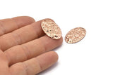 Rose Gold Oval Charm, 4 Hammered Rose Gold Plated Brass Oval Charms With 1 Hole, Pendants, Earrings, Findings (26x17x0.50mm) D1229 Q0921