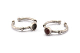 Silver Ring Settings, 3 Antique Silver Plated Brass Round Ring With 1 Stone Setting - Pad Size 5mm N1553