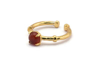Gold Ring Settings, 2 Gold Plated Brass Adjustable 4 Claw Ring - Ring Stone Setting - Pad Size 6mm N1555