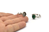 Silver Ring Settings, 2 Antique Silver Plated Brass Oval Ring With 1 Stone Setting - Pad Size 8x10mm N1561 H1330