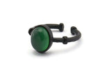 Siyah Halka Ayarları, 1 Taş Ayarlı 2 Oksitlenmiş Siyah Pirinç Oval Yüzük - Ped Boyutu 8x10mm N1561 H1330