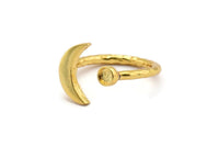 Gold Ring Settings, 2 Gold Plated Brass Moon And Planet Ring With 1 Stone Setting - Pad Size 3mm N1020 Q0954