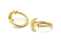 Gold Ring Settings, 2 Gold Plated Brass Moon And Planet Ring With 1 Stone Setting - Pad Size 3mm N1020 Q0954
