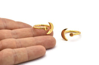Gold Ring Settings, 2 Gold Plated Brass Moon And Planet Ring With 1 Stone Setting - Pad Size 3mm N1020 Q0954