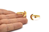 Gold Ring Settings, 2 Gold Plated Brass Moon And Planet Ring With 1 Stone Setting - Pad Size 3mm N1020 Q0954