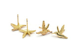 Gold Bird Earring, 6 Gold Plated Brass Bird Stud Earrings (15x13mm) N1001 Q0968