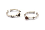 Silver Ring Settings, 3 Antique Silver Plated Brass Round Ring With 1 Stone Setting - Pad Size 4mm N1551
