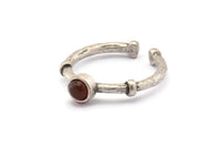 Silver Ring Settings, 3 Antique Silver Plated Brass Round Ring With 1 Stone Setting - Pad Size 4mm N1551