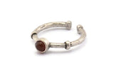 Silver Ring Settings, 3 Antique Silver Plated Brass Round Ring With 1 Stone Setting - Pad Size 4mm N1551