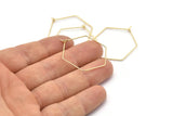 Gold Hexagon Earring, 12 Gold Plated Brass Wire Hexagon Earring Charms, Findings (30x0.7mm) D1278 Q0935