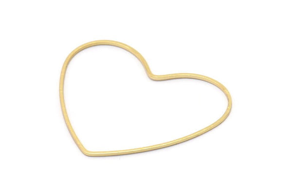 Gold Heart Charm, 4 Gold Plated Brass Heart Connectors, Earrings, Findings (42x50x1mm) D1281 Q0914