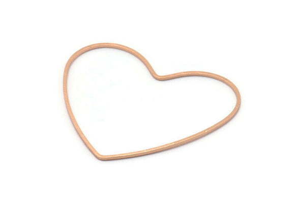 Rose Gold Heart Charm, 4 Rose Gold Plated Brass Heart Connectors, Earrings, Findings (42x50x1mm) D1281 Q0914