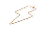 Rose Gold Lightning Earring, 4 Rose Gold Plated Brass Lightning Wire Earrings, Earring Findings (60x26x0.80mm) D1265 Q0897