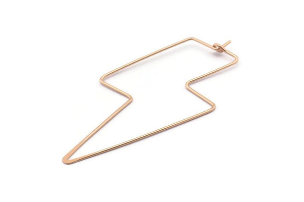 Rose Gold Lightning Earring, 4 Rose Gold Plated Brass Lightning Wire Earrings, Earring Findings (60x26x0.80mm) D1265 Q0897