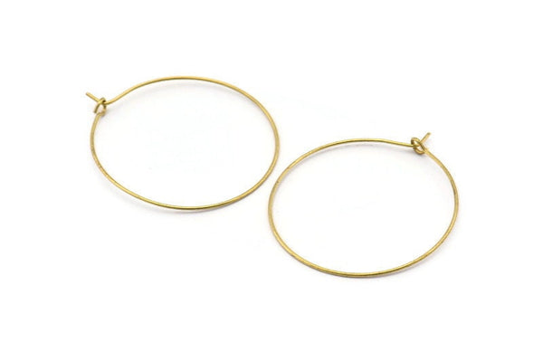 Brass Earring Wires, 50 Raw Brass Earring Wires (35x0.7mm) Bs 1081