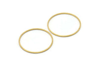 32mm Circle Connectors - 24 Raw Brass Circle Connectors (32x1x1mm) Bs 1088