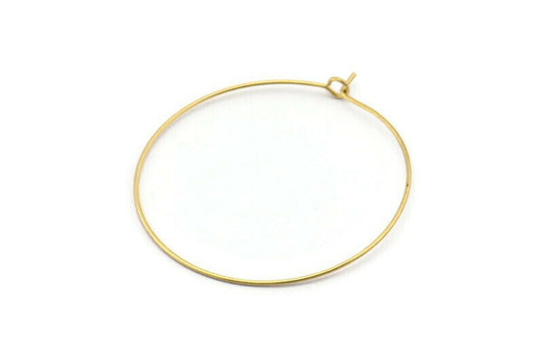 Brass Earring Wires, 50 Raw Brass Earring Wires (40x0.7mm) Bs 1080